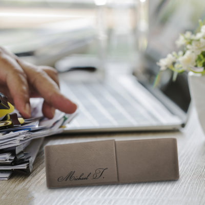 Personalized Leatherette Double Pen Case