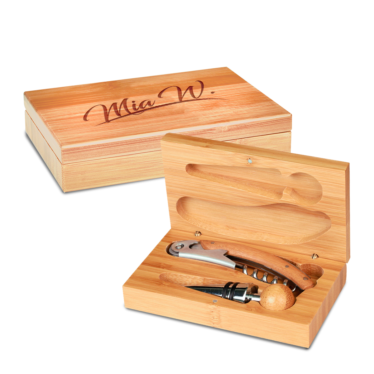 Personalized Bamboo 2 Piece Wine Tool Set - Image 4