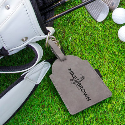 Personalized Golf Pro Leatherette Golf Bag Tag with Wooden Tees