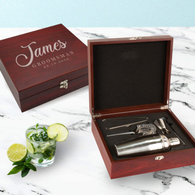 Personalized Rosewood Finish Martini Set