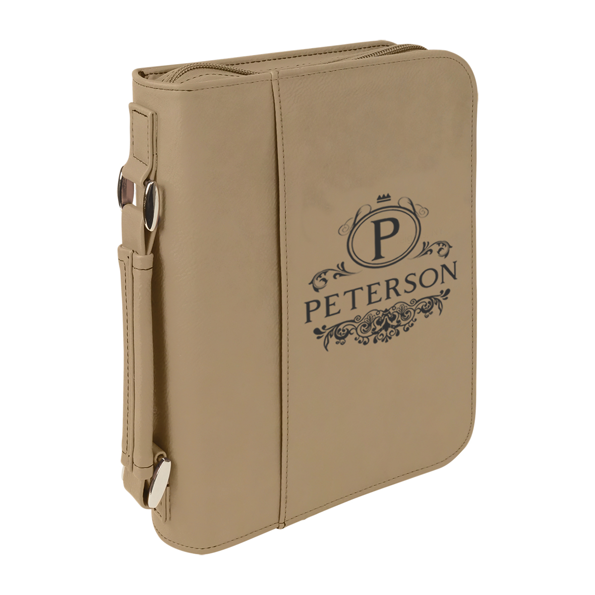 personalized laser engraved faux leather bible cover with handle and zipper