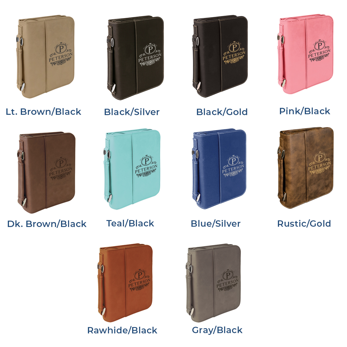 personalized laser engraved faux leather bible cover with handle and zipper