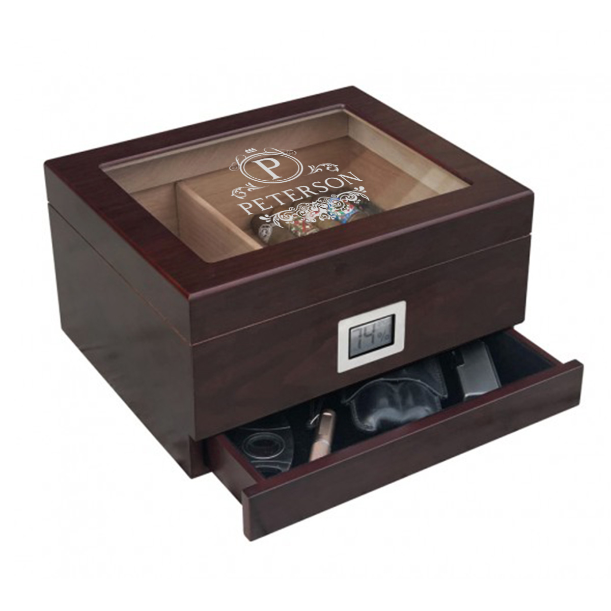 Personalized Hermes Cigar Humidor Chalet Glasstop - Image 6