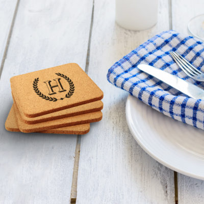 Personalized Square Cork Coaster Set