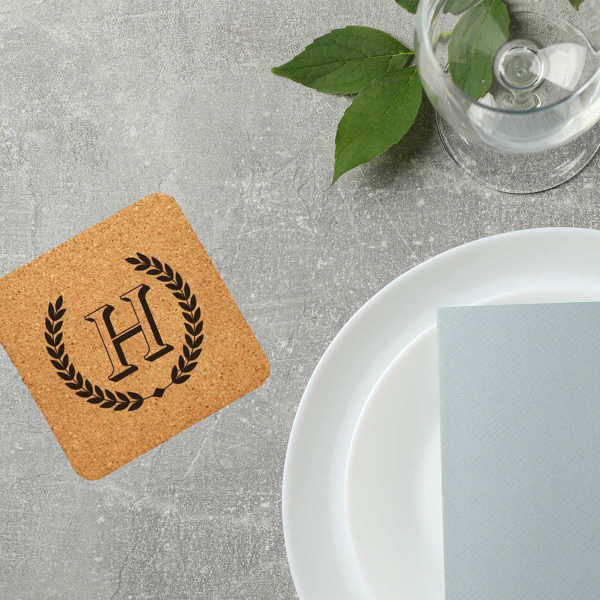 Personalized Square Cork Coaster Set - Image 5