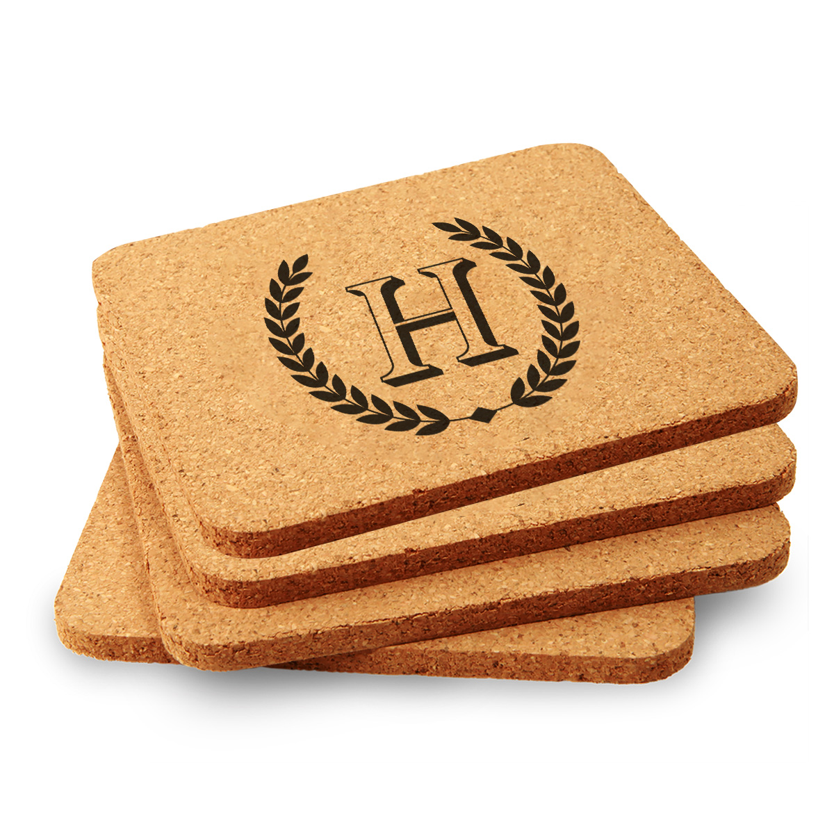 Personalized Square Cork Coaster Set - Image 3