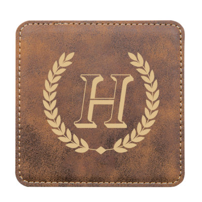 Personalized Square Leatherette Coaster Set