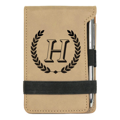 personalized faux leather mini notepad with pen