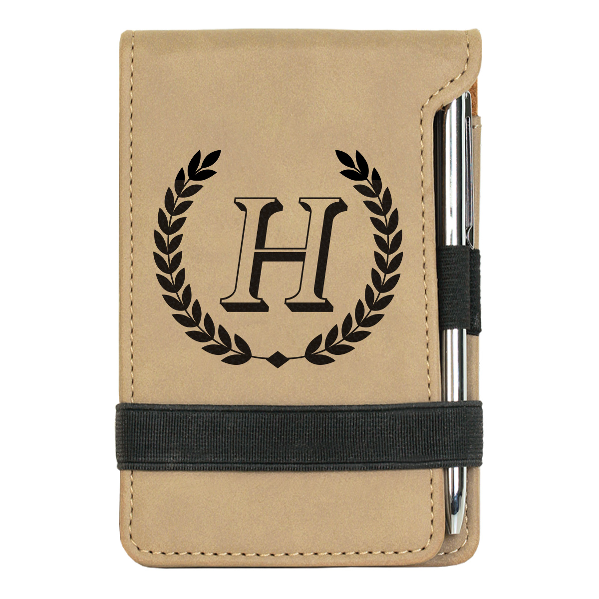 personalized faux leather mini notepad with pen