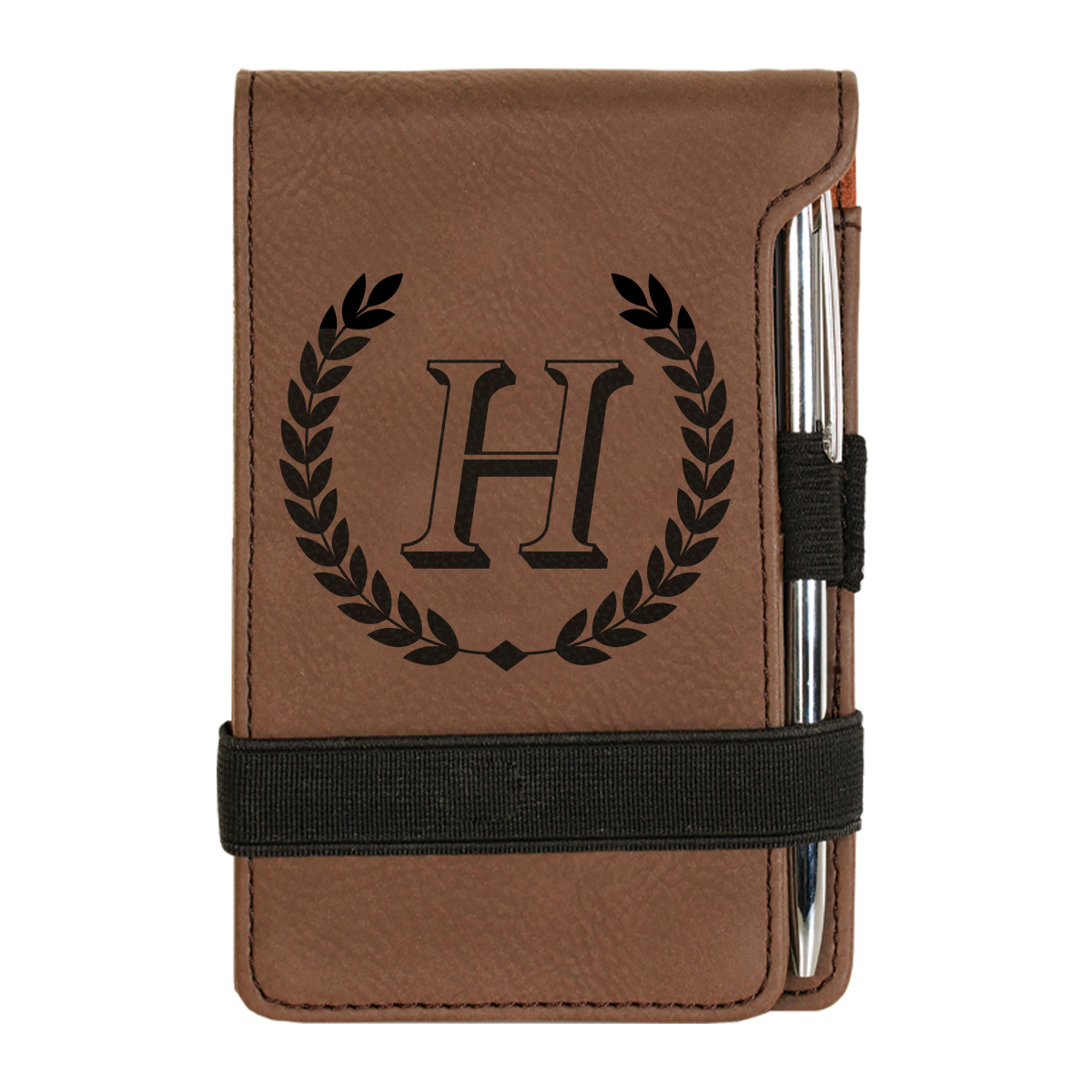 personalized faux leather mini notepad with pen