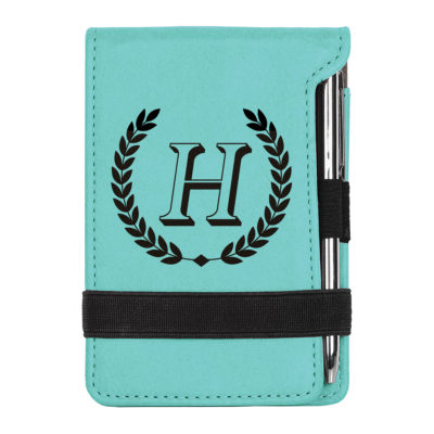 personalized faux leather mini notepad with pen