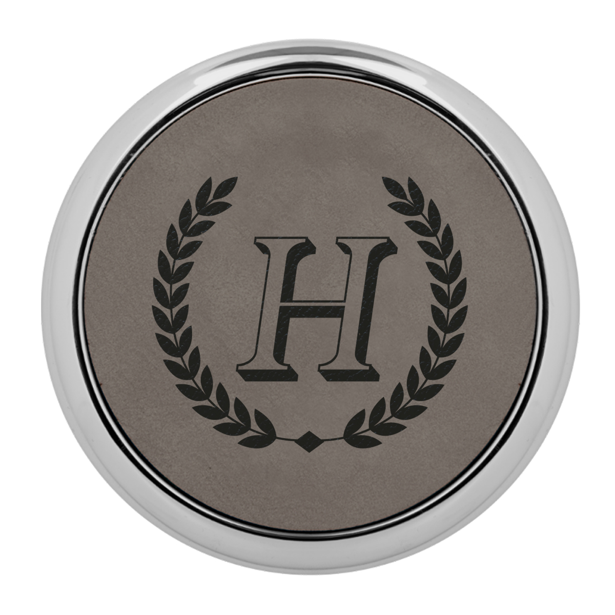 Personalized Round Leatherette Coaster w/ Gold Edge Set - Image 6