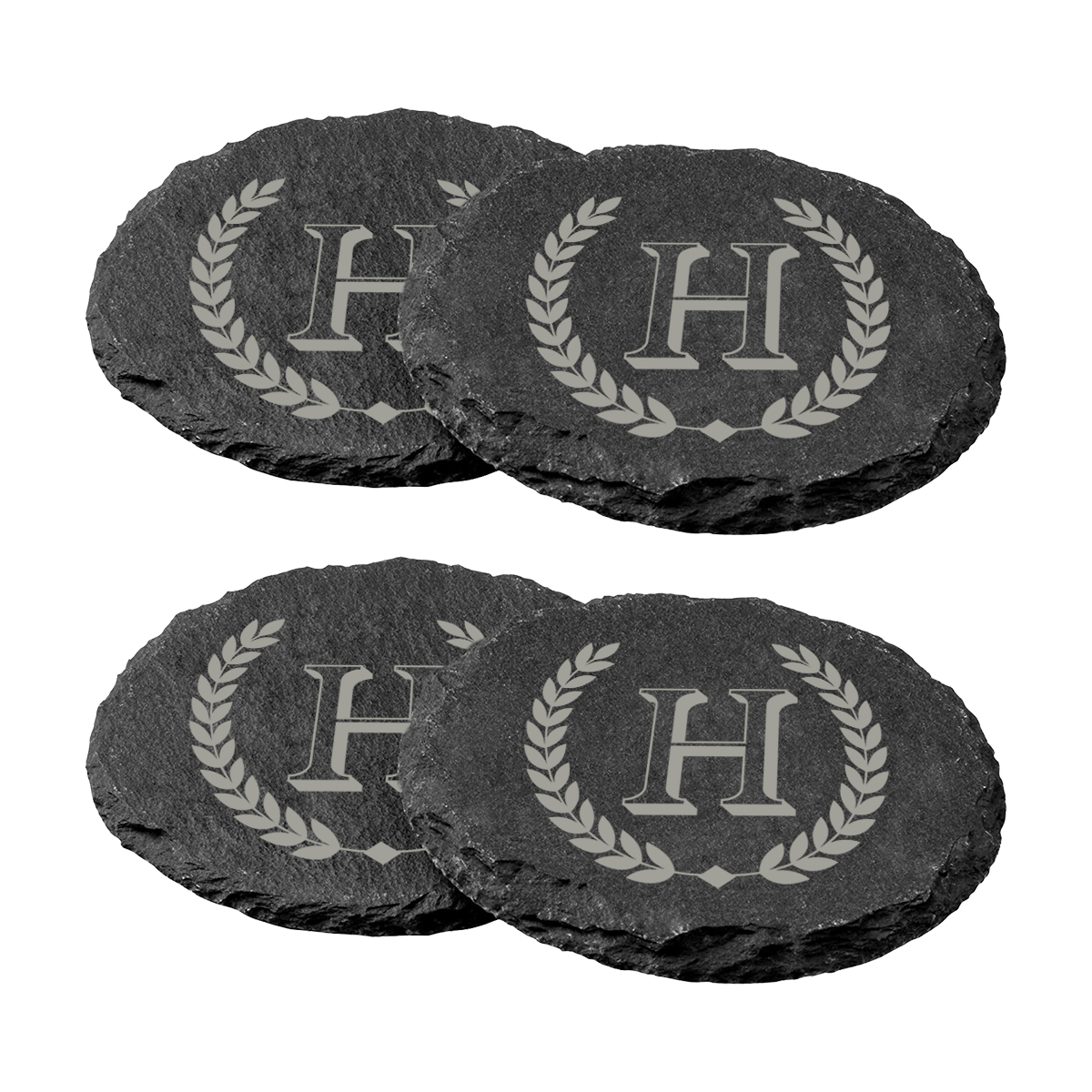 Personalized Round Slate Coaster Set - Image 4