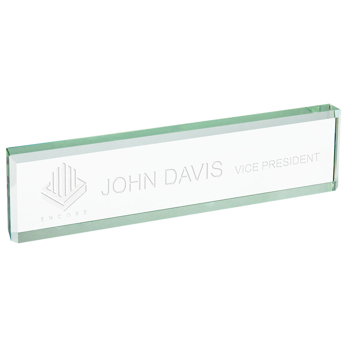 Personalized Jade Glass Desk Name Plate - Image 3