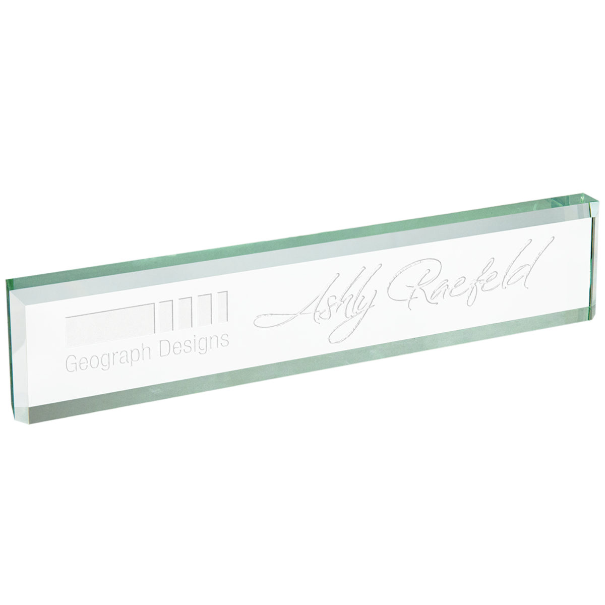 Personalized Jade Glass Desk Name Plate - Image 4
