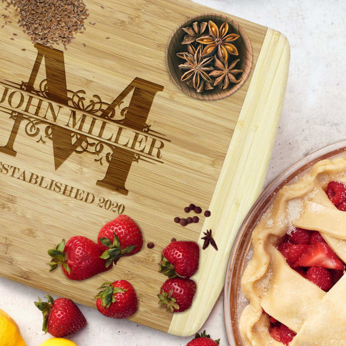 Personalized Royal Monogram Bamboo Cutting board