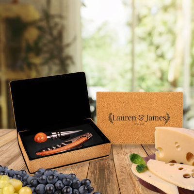 Personalized Leatherette 2 Piece Wine Tool Set