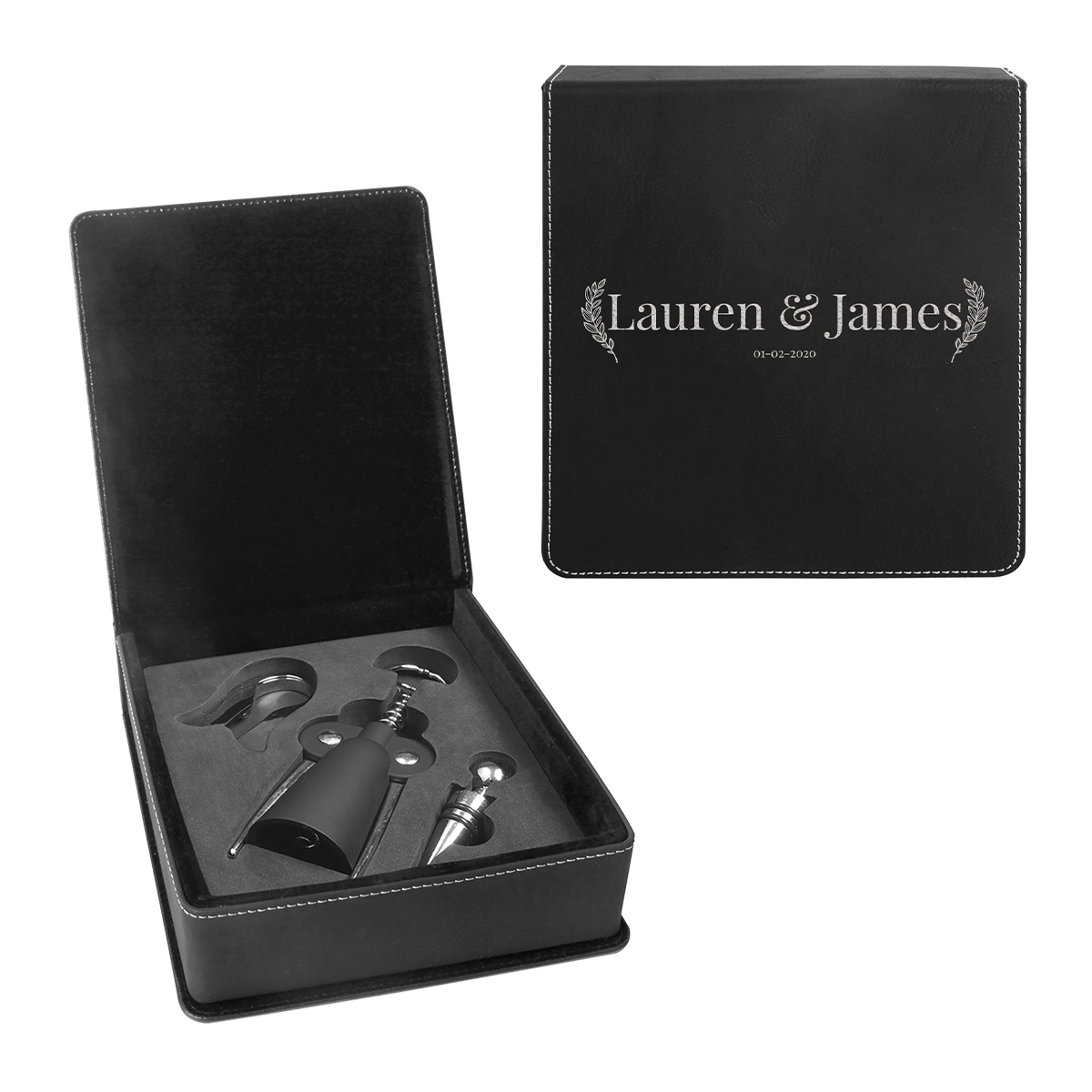 Personalized Leatherette 3 Piece Wine Tool Set - Image 14