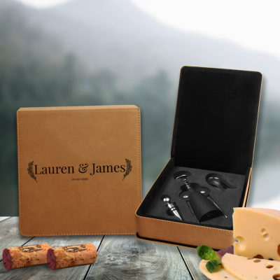 Personalized Leatherette 3 Piece Wine Tool Set