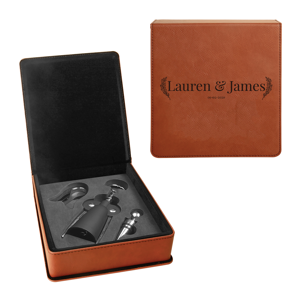 Personalized Leatherette 3 Piece Wine Tool Set - Image 18