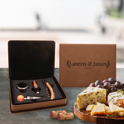 Personalized Leatherette 4 Piece Wine Tool Set