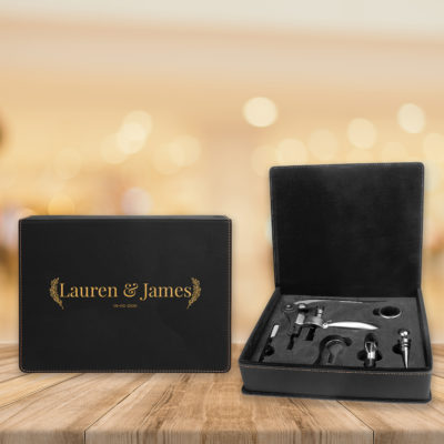 Personalized Leatherette 5 Piece Wine Tool Set
