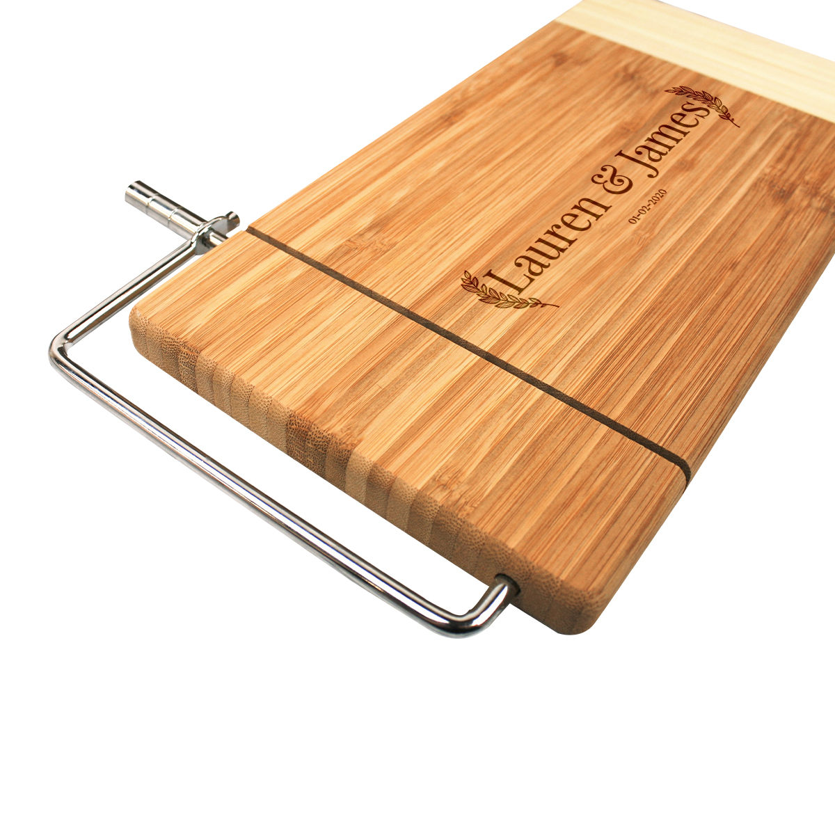 Personalized Laurel Cheese Board with Slicer - Image 4