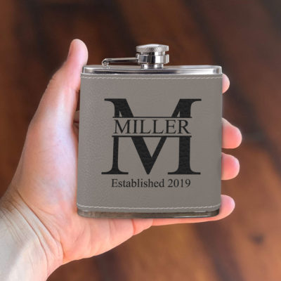 Personalized Leatherette Monogram 6oz. Flask