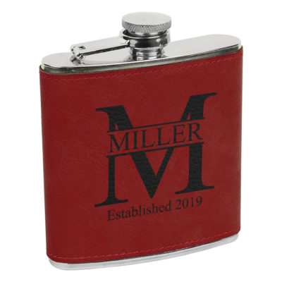 Personalized Leatherette Monogram 6oz. Flask