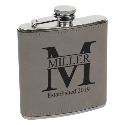 Personalized Leatherette Monogram 6oz. Flask