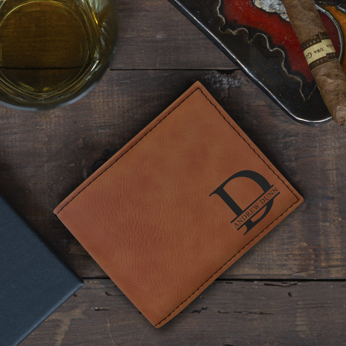 Personalized RFID Protected Leatherette Bi-Fold Wallet