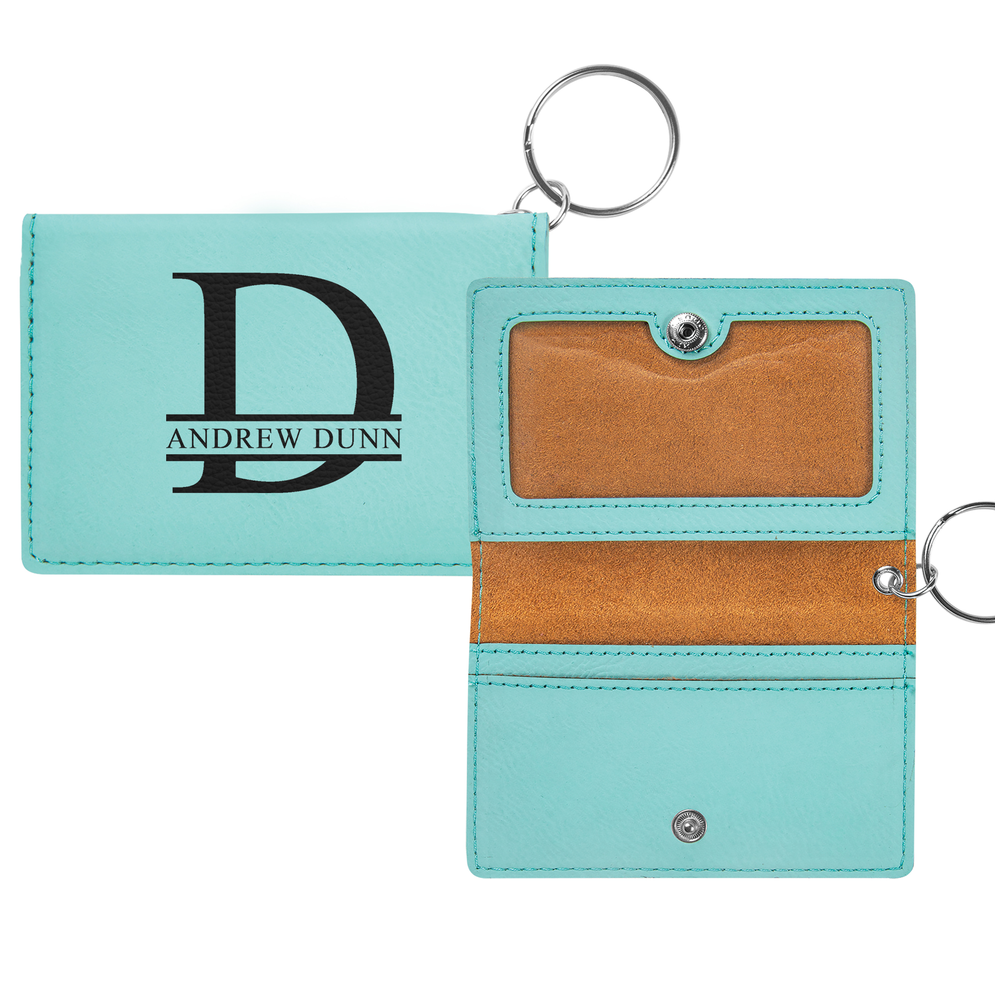 Personalized Leatherette Keychain ID Holder