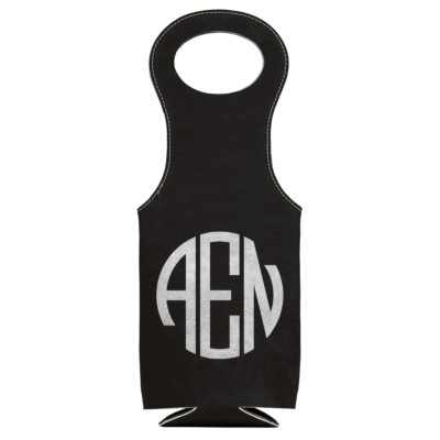 Personalized Round Monogram Leatherette Wine Bottle Bag