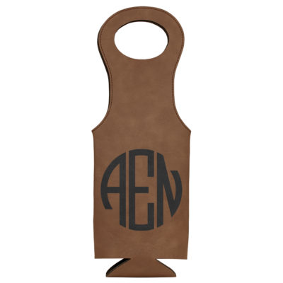 Personalized Round Monogram Leatherette Wine Bottle Bag