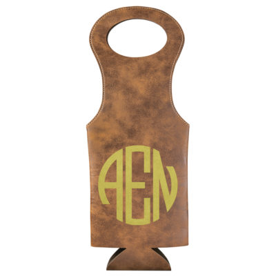 Personalized Round Monogram Leatherette Wine Bottle Bag