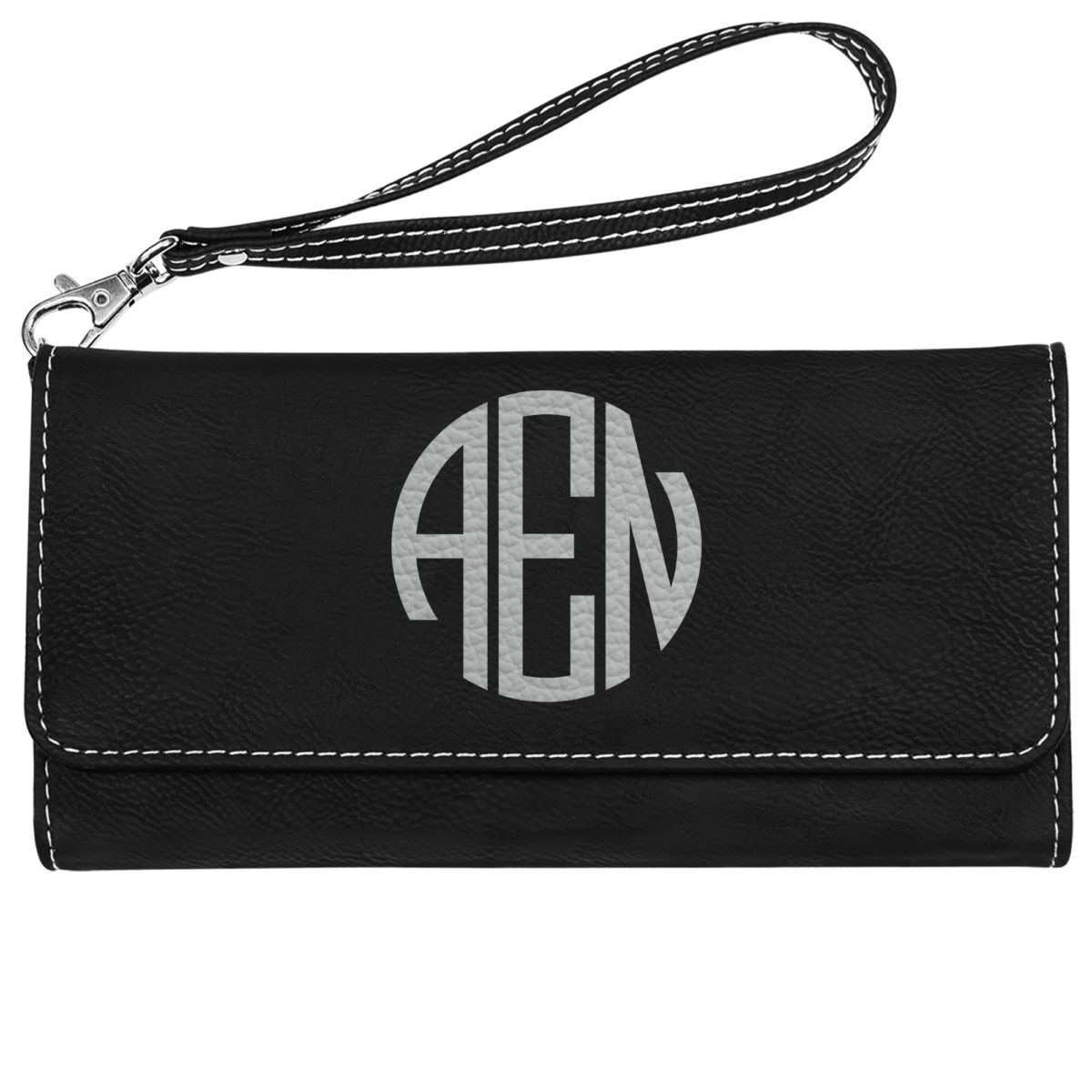Personalized Round Monogram Vegan Trifold Clutch - Image 14