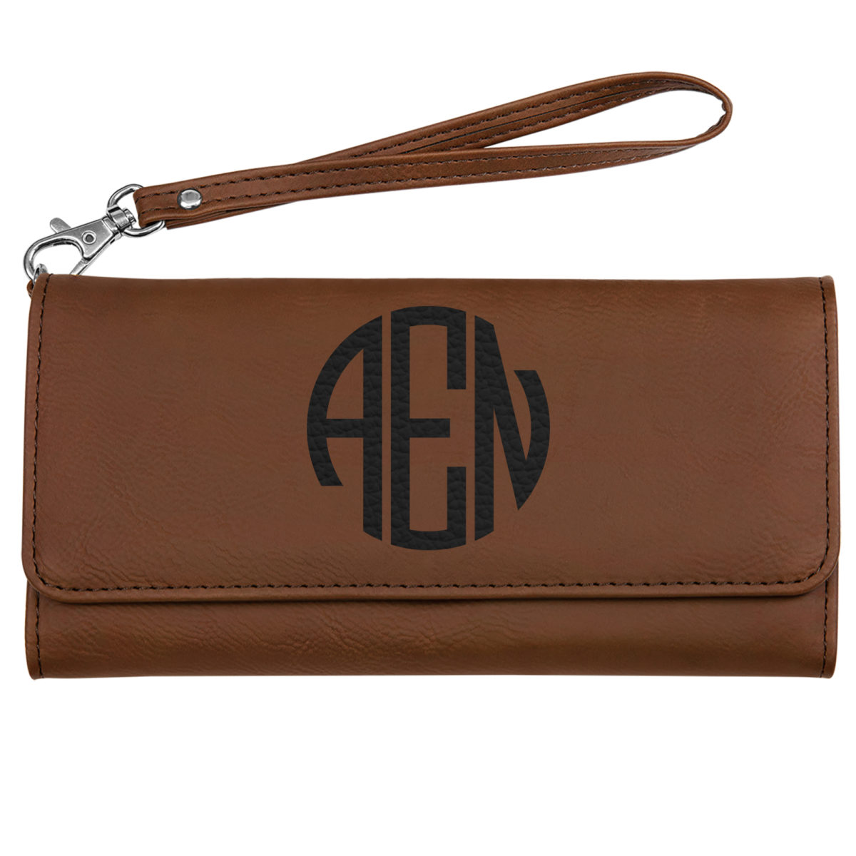 Personalized Round Monogram Vegan Trifold Clutch - Image 11