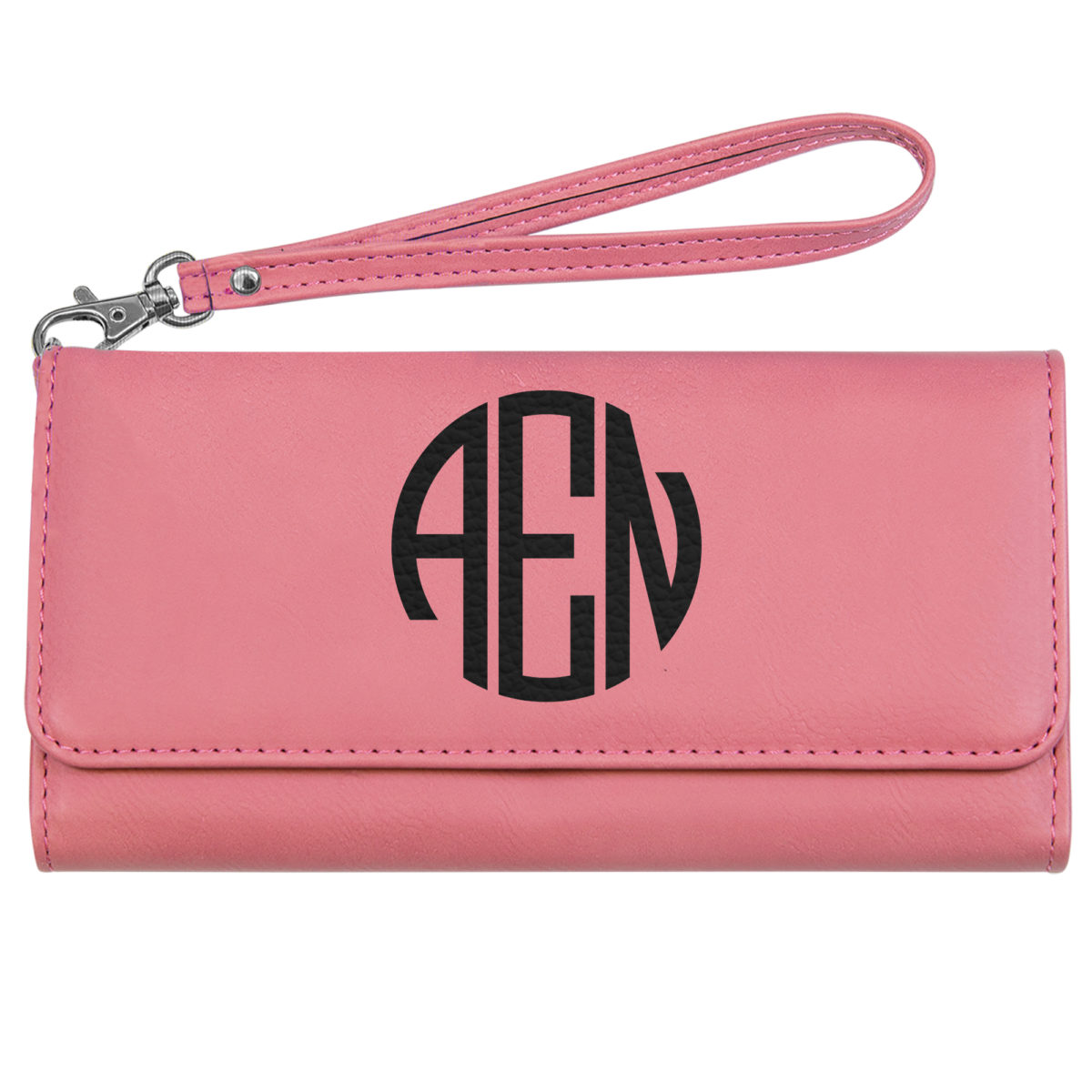 Personalized Round Monogram Vegan Trifold Clutch - Image 7
