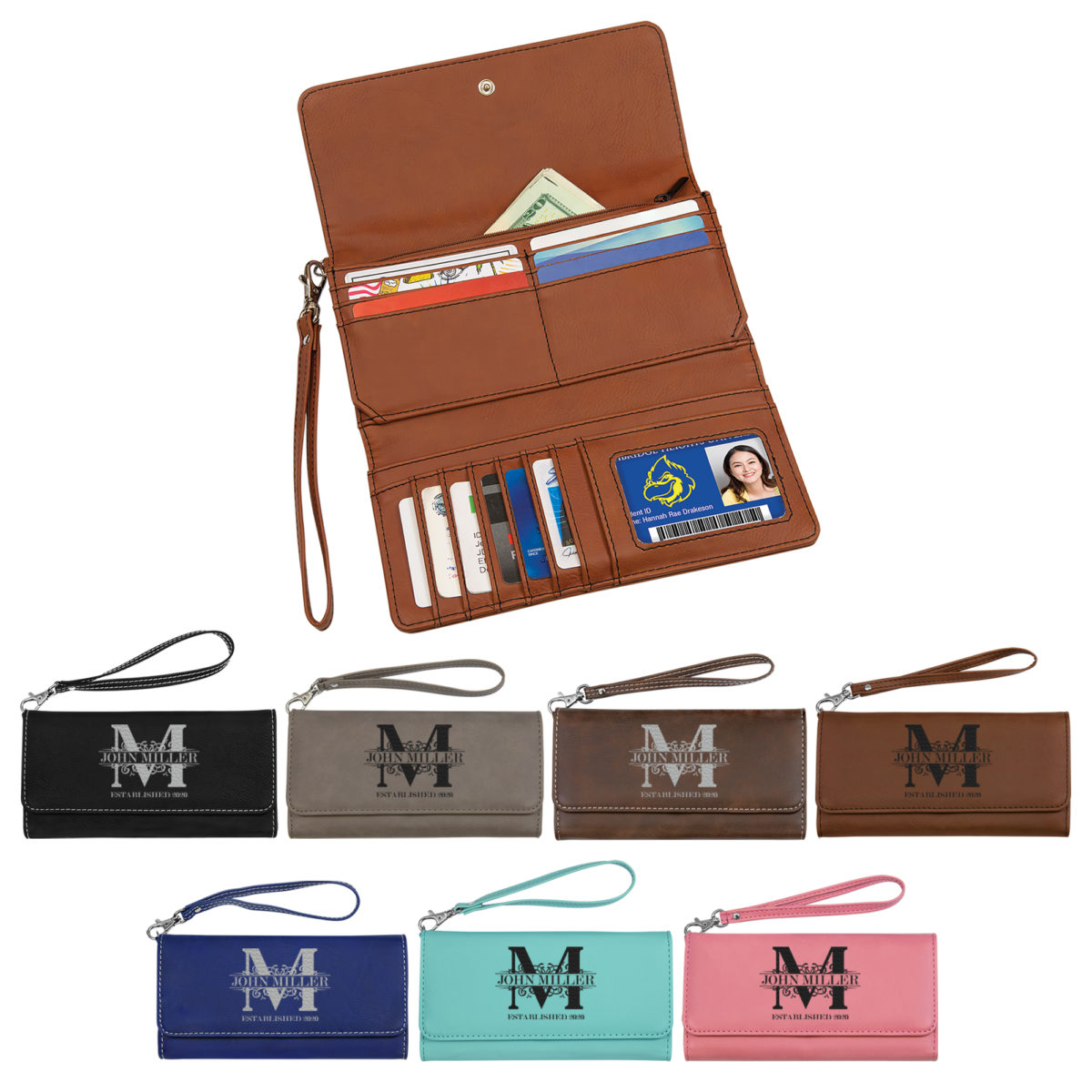Personalized Monogram Vegan Trifold Clutch - Image 6