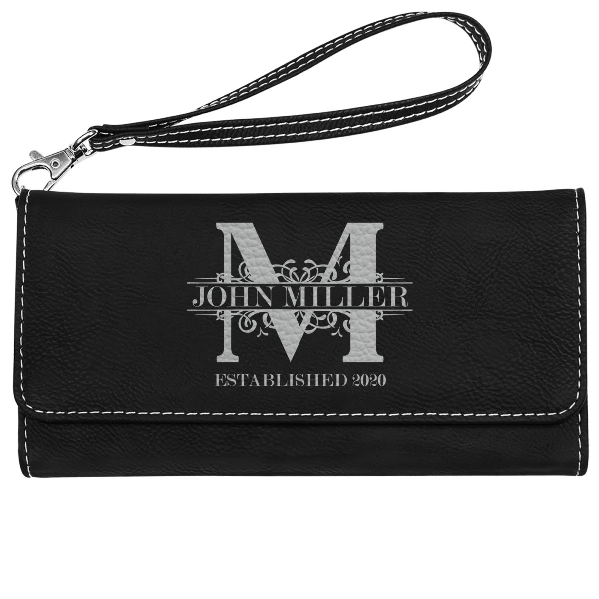 Personalized Monogram Vegan Trifold Clutch - Image 12
