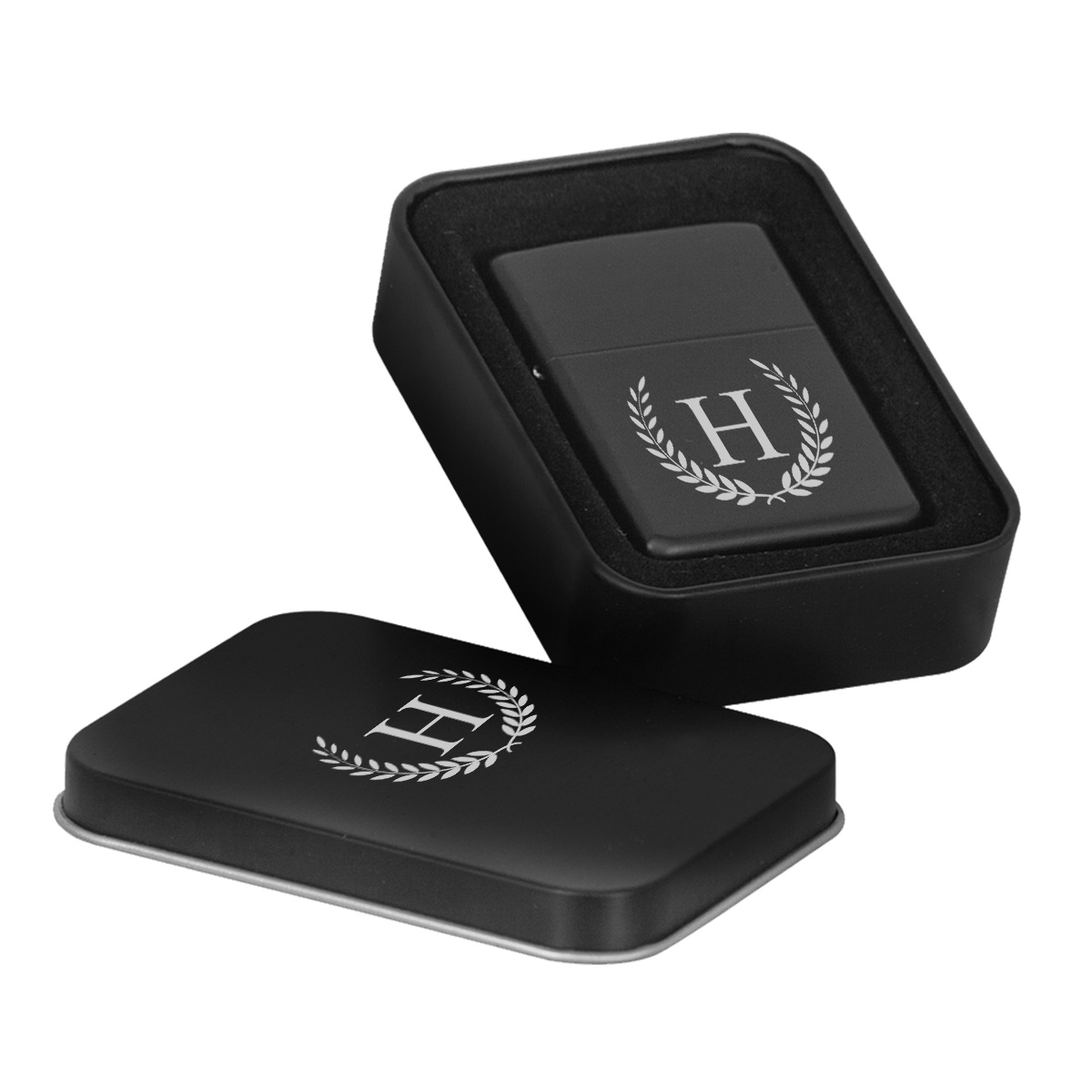 Personalized Laurel Monogram Lighter with Case - Image 3