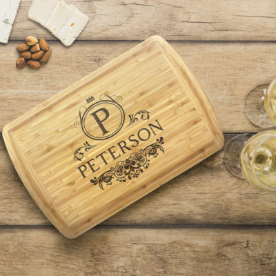 Personalized Hermes Bamboo Cutting Board with Juice Groove