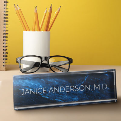 Personalized Acrylic Marble Desk Name Plate