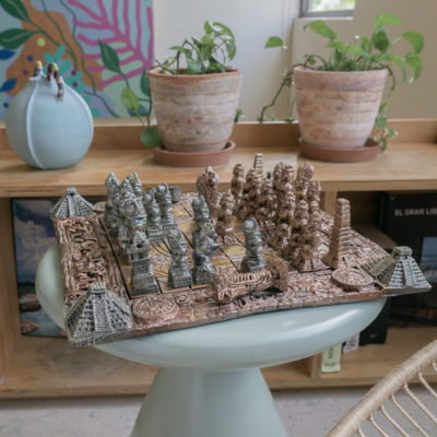 Resin Aztec vs Spain Chess Set