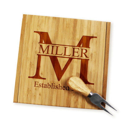 Personalized Squared Cheese Board & Knife Tool Set - Miller