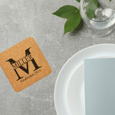 Personalized Miller Square Cork Coaster Set