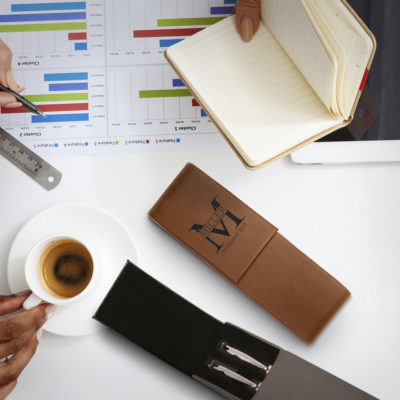 Personalized Royal Monogram Leatherette Double Pen Case