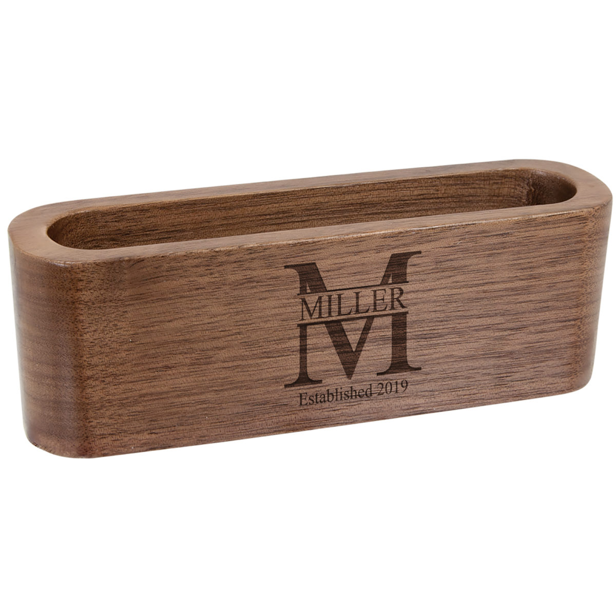 Personalized Split Monogram Wood Desk Card Holder - Image 4