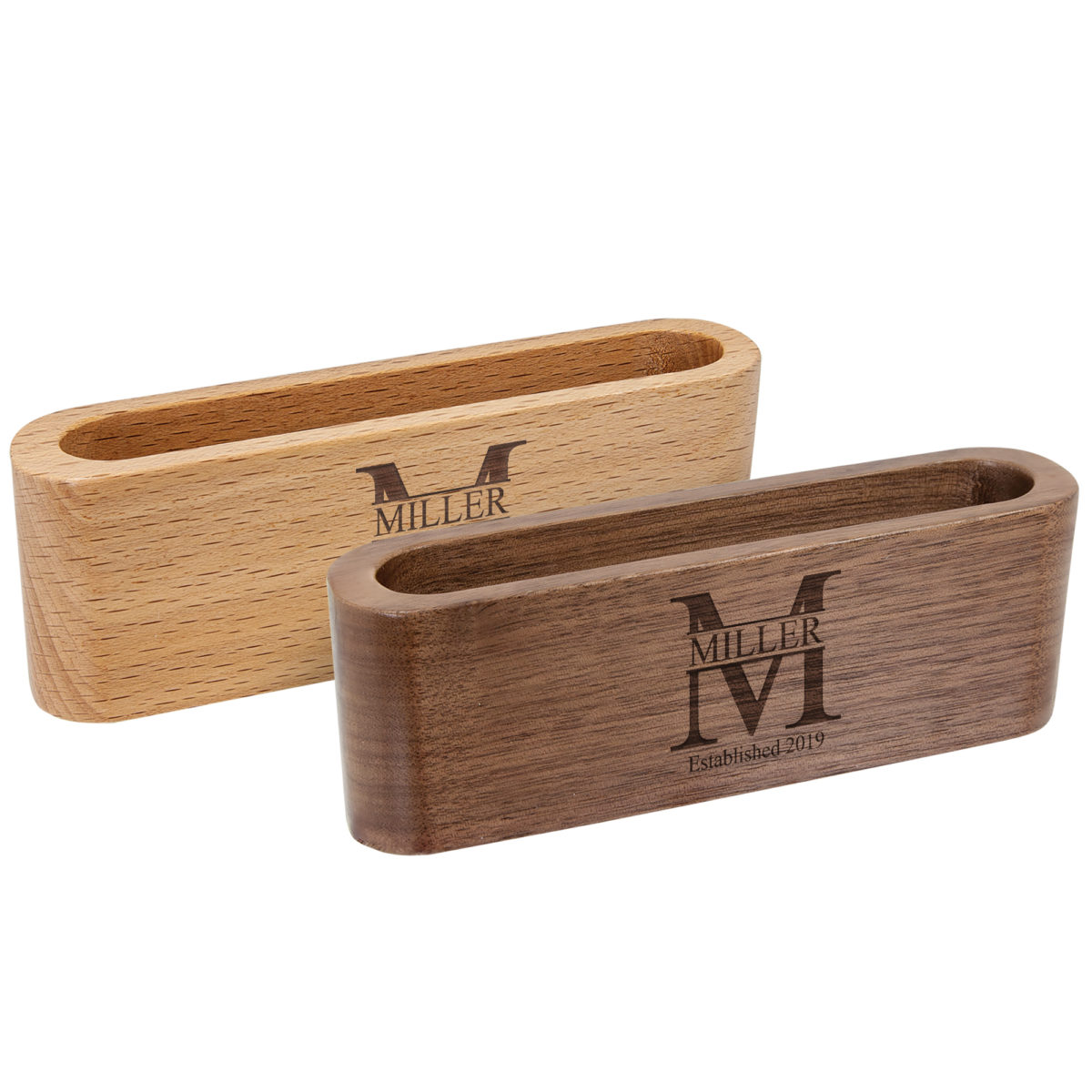 Personalized Split Monogram Wood Desk Card Holder - Image 6