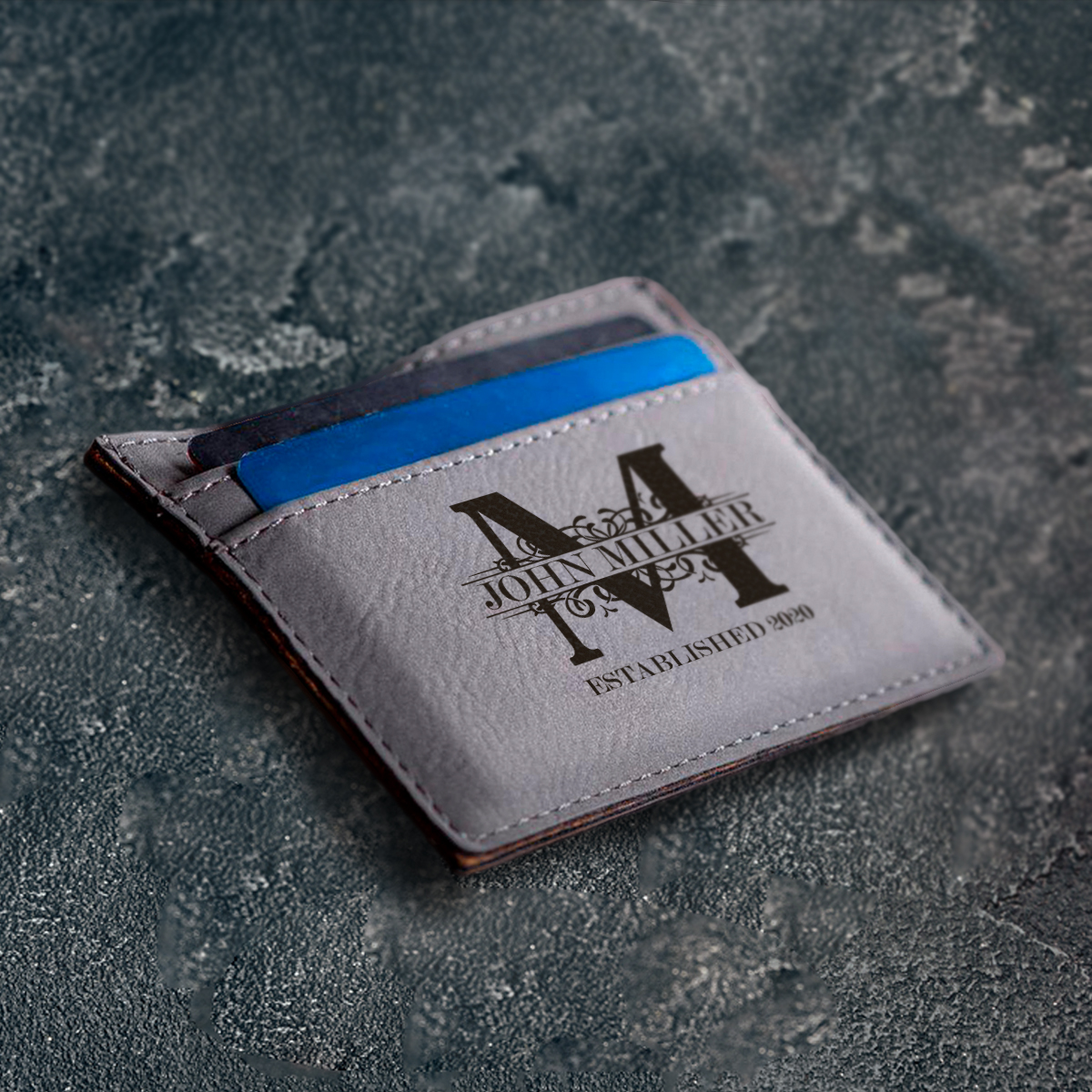 Personalized Royal Monogram Leatherette Wallet Clip